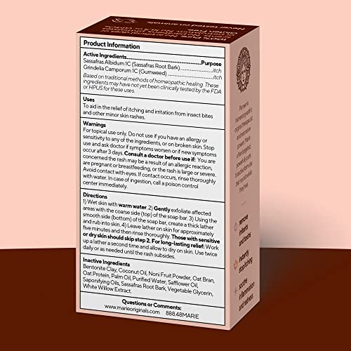 Marie Originals Body Soap - Natural Relief for Itchy Skin, Gentle Ingredients - 4oz Bar