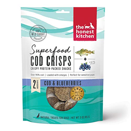 The Honest Kitchen Dog Treats - High Protein Cod & Blueberry, Human Grade, 3 oz
