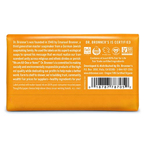 Dr. Bronner's Pure-Castile Bar Soap - Gentle Moisturizing Lather, Organic Oils - Citrus, 5oz
