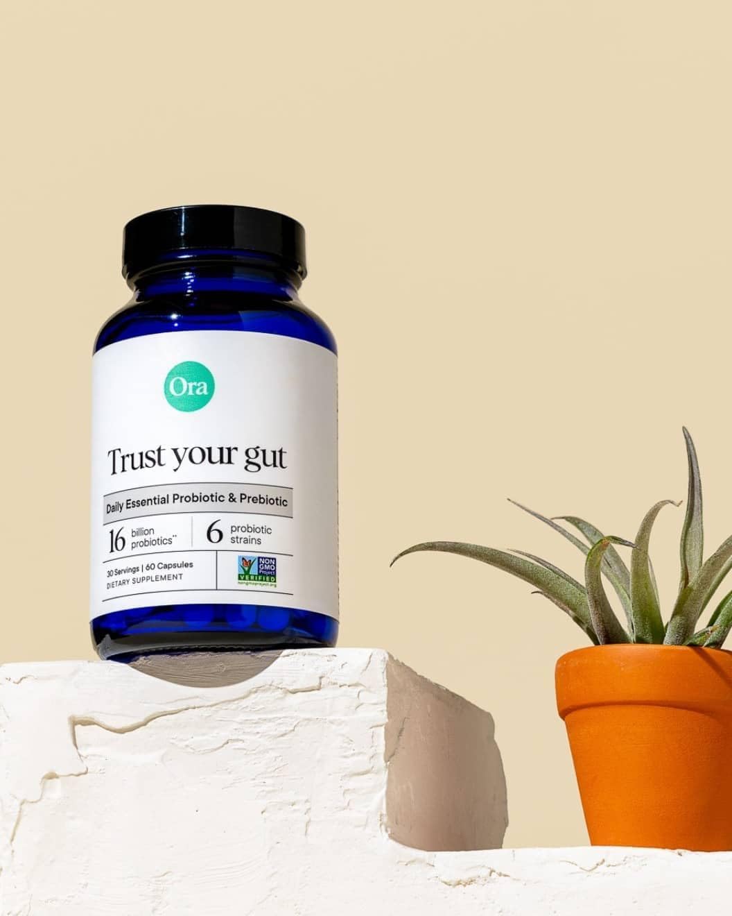 Ora Organic Probiotic - 16 Billion CFU for Digestive Health, Vegan with Prebiotics - 30 Caps