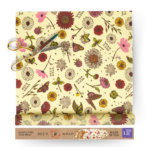 Bee's Wrap Reusable Vegan Food Wraps - Organic Cotton, Natural Seal, Assorted Sizes (3 Pack)