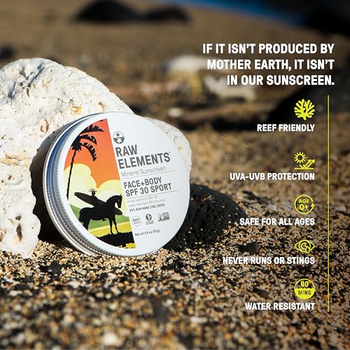 Raw Elements Mike Fields SPF 30 Sunscreen - Broad-Spectrum, Reef-Friendly, Water-Resistant - 1.8oz