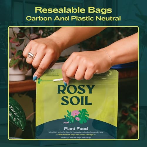 Rosy Soil Plant Food - Organic Nutrients for Healthy Growth, Biochar & Kelp - 2 Quarts