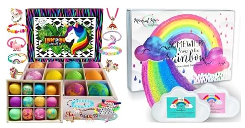 Unicorn Bath Bombs for Kids - Organic Ingredients, Jewelry Surprise, 12 Pack - 5oz Each
