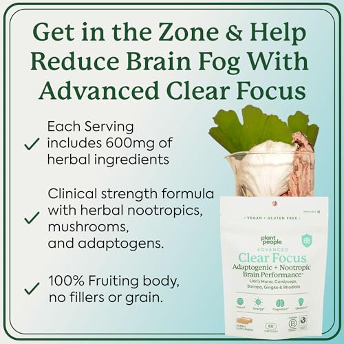 Plant People Nootropic Supplement - Enhances Focus & Brain Function, Organic & Vegan - 40 Capsules
