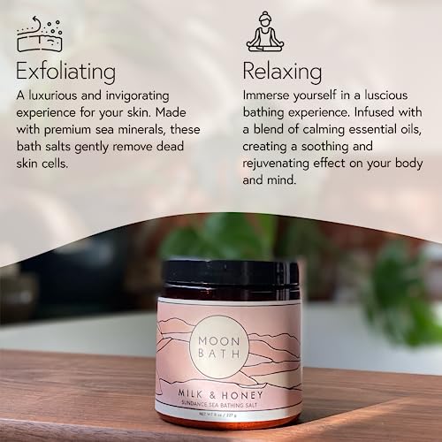 Moon Bath Milk + Honey Sea Salts - Nourishing Detox, Exfoliating & Calming, 8oz