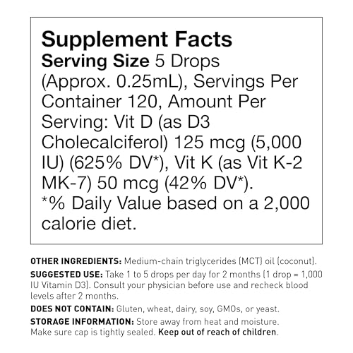 Dr. Amy Myers Vitamin D3 K2 Liquid Drops - Supports Immune & Bone Health, Non-GMO - 1 OZ