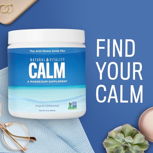 Natural Vitality CALM Magnesium Drink Mix - Anti-Stress, Calcium Boost, Raspberry Lemon - 8oz