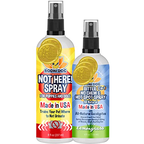 Bodhi Dog Not Here Spray & Bitter No Chew Bundle - Deters Marking & Chewing, 8oz + 4oz