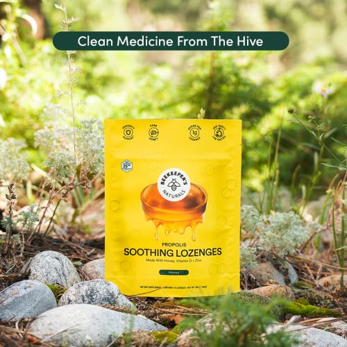 Beekeeper's Naturals Throat Lozenges - Immune Support with Honey, Vitamin D & Zinc - 14 Ct