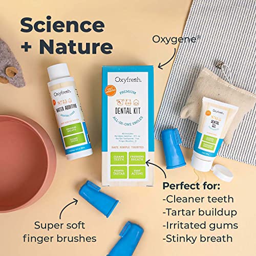 Oxyfresh Pet Dental Kit - Fresh Breath & Clean Teeth for Dogs & Cats - 1oz Toothpaste + 3oz Additive