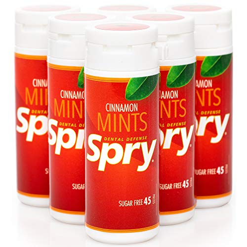 Spry Xylitol Cinnamon Mints - Freshens Breath, Promotes Oral Health, 45 Count (Pack of 6)
