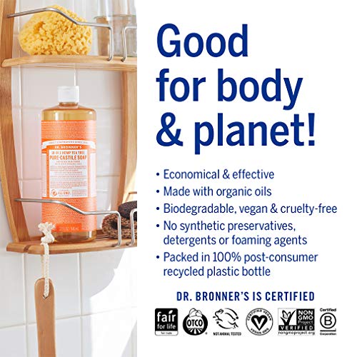 Dr. Bronner's Pure-Castile Liquid Soap - Organic Oils for Acne, Dandruff, and More - 1 Gallon