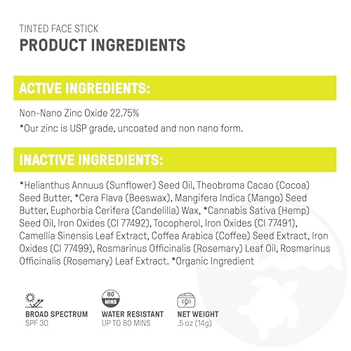 Raw Element Tinted Face Sunscreen - SPF 30+ Moisturizer, Non-Toxic, Water Resistant - 0.5 oz