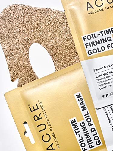 ACURE Face Mask - Firming Gold Foil for Glowing Skin, Vegan & Cruelty-Free - 0.67 Fl Oz