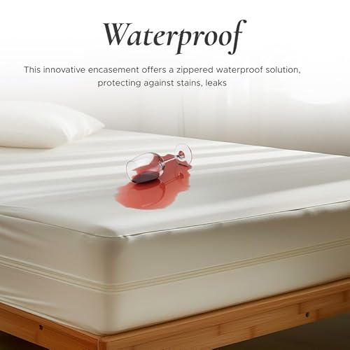 Sleep & Beyond Organic Cotton Waterproof Mattress Protector - Soft, Breathable, Ivory - Full 10"