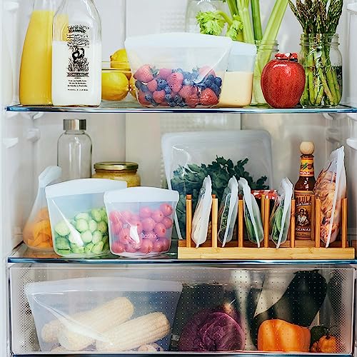 Stasher Premium Silicone Food Storage Bags - Leak-Free, BPA-Free, Reusable - 3-Pack Clear