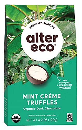 Alter Eco Mint Crème Dark Chocolate Truffles - Fair Trade, Organic, Gluten Free - 80 Count