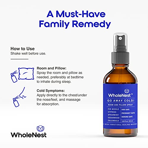 WholeNest Go Away Cold! Linen Spray - Essential Oils for Colds, Allergies, Relaxation - 8oz