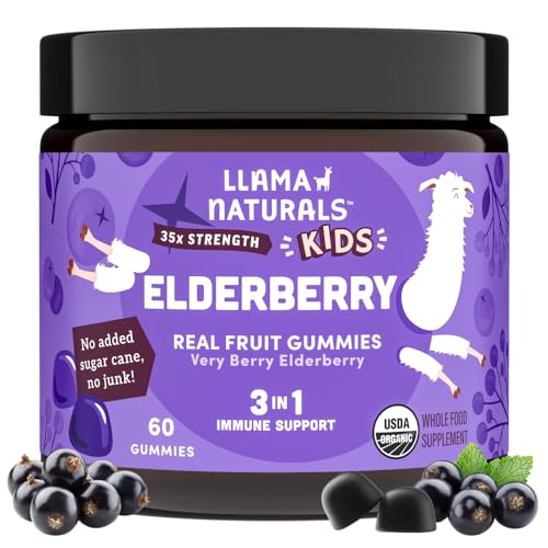 Llama Naturals Elderberry Gummies - Boosts Kids' Immunity, Vegan, No Added Sugar - 60 ct