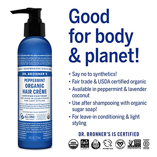Dr. Bronner's Organic Hair Crème - Nourishing Leave-In Conditioner, Non-GMO, 6 oz Variety Pack
