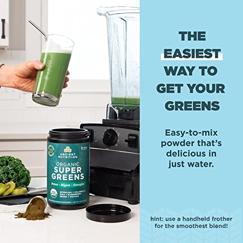 Ancient Nutrition Super Greens Powder - Boosts Digestive Health, Probiotics, 25 Servings, 7.5oz