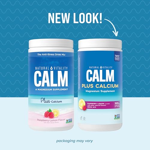 Natural Vitality Calm Magnesium & Calcium Drink Mix - Supports Relaxation, Raspberry Lemon - 16oz