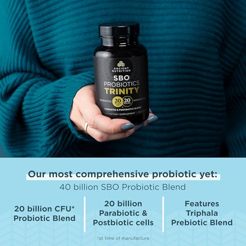 Ancient Nutrition SBO Probiotic Trinity - Digestive Support, 40 Billion CFU, 60 Capsules