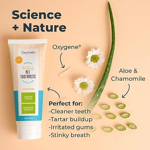 Oxyfresh Dog Toothpaste - Fresh Breath, Cleans Teeth & Gums, Flavor-Free - 4oz with Finger Brush