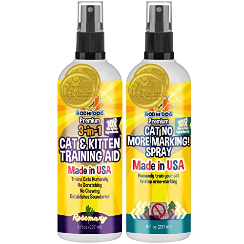 Bodhi Dog Cat & Kitten Training Spray Bundle - Safe Repellent, Humane Solution - 8oz