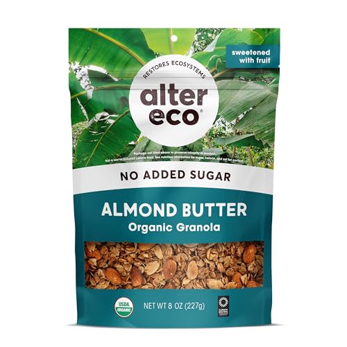 Alter Eco Almond Butter Granola - Healthy & Organic Snack, Naturally Sweetened, Vegan - 6 Pack