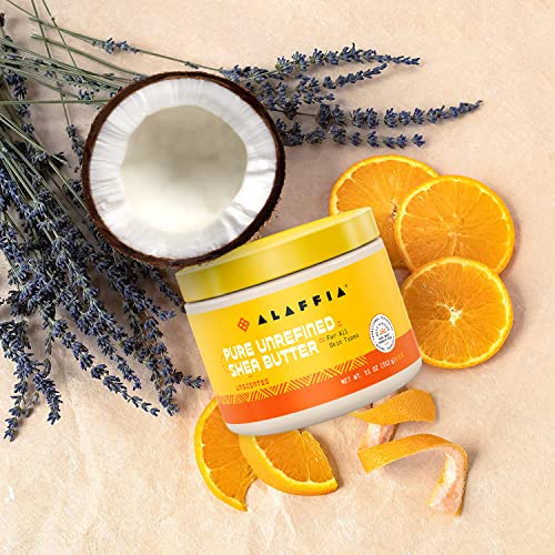 Alaffia Unrefined Shea Butter - Deeply Hydrating, Fair Trade & Handcrafted - 11oz Unscented