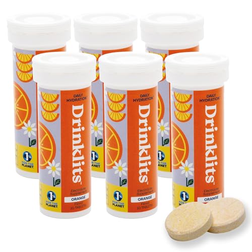 Drinklits Orange Electrolyte Tablets - Sugar-Free Hydration, Essential Electrolytes - 60 Servings