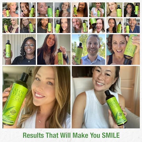 Seven Minerals Organic Aloe Vera Gel - Pure, Vegan Relief for Skin & Hair, 12oz