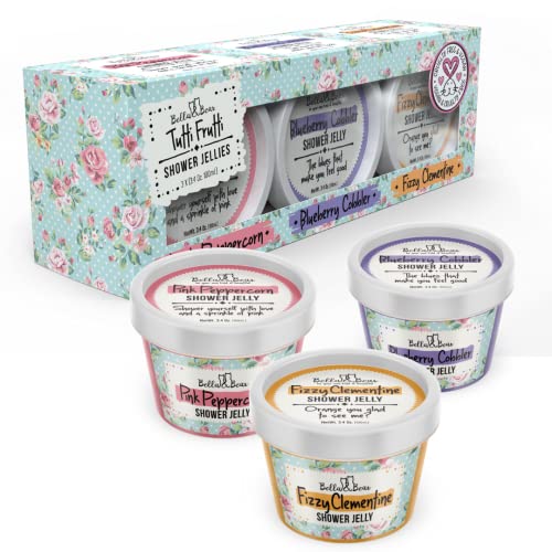 Bella & Bear Body Care Set - Fun Fruity Shower Jellies, Vegan, Recycled Packaging - 3x3oz