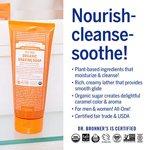 Dr. Bronner's Organic Shaving Soap - Nourishes & Hydrates, Fair Trade Ingredients - 7oz