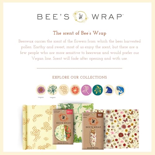 Bee's Wrap Reusable Beeswax Food Wrap - All-Natural, Washable, Cut-to-Size Roll - 14in x 52in