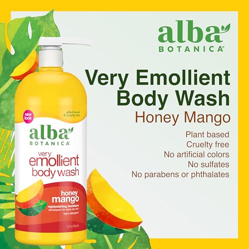 Alba Botanica Body Wash - Hydrating Honey Mango Formula, Vegetarian & Cruelty-Free - 32oz