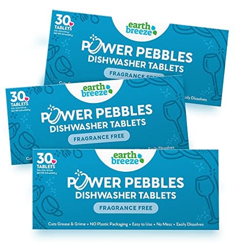 Earth Breeze Power Pebbles Dishwasher Tablets - Cuts Grease, Fragrance-Free - 90 Tablets