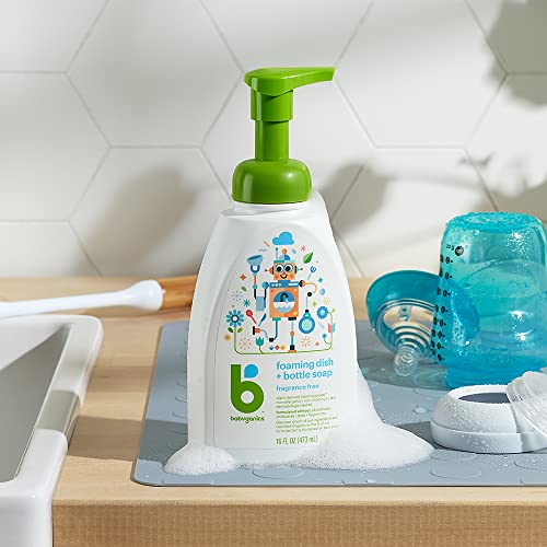 Babyganics Foaming Dish Soap - Plant-Derived Power, Fragrance-Free, Gentle on Skin - 16 Fl Oz