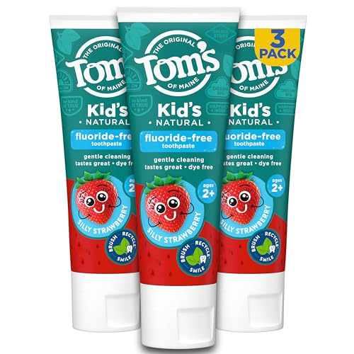 Tom's of Maine Children's Toothpaste - Fluoride-Free, Natural Strawberry Flavor - 3 Pack, 5.1oz