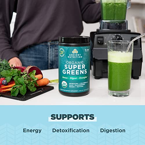Ancient Nutrition Super Greens Powder - Boosts Digestive Health, Probiotics, 25 Servings, 7.5oz