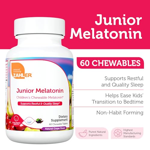 Zahler Children's Melatonin Sleep Supplement - Non-Habit Forming, Kosher, Grape Flavor - 60 Tablets