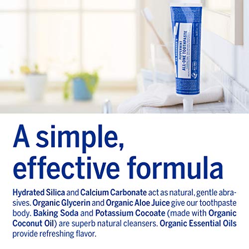 Dr. Bronner’s All-One Toothpaste Pack - Fluoride-Free, 70% Organic, Vegan - Peppermint & More, 5oz