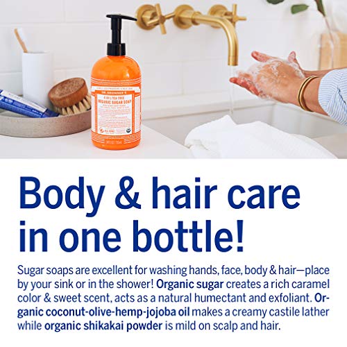 Dr. Bronner's Body Soap - Nourishing Organic Sugar & Shikakai, Vegan, 12oz for Hands & Hair