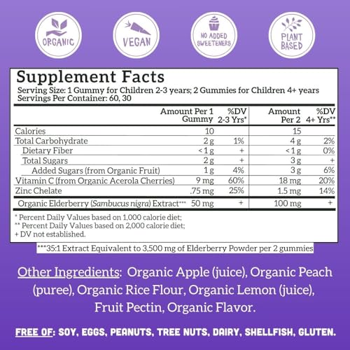 Llama Naturals Elderberry Gummies - Boosts Kids' Immunity, Vegan, No Added Sugar - 60 ct