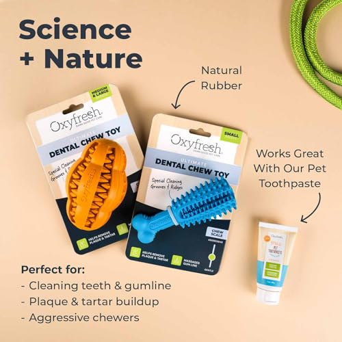 Oxyfresh Dog Dental Toy - Durable Rubber Chew for Teeth Cleaning & Fresh Breath - 5in