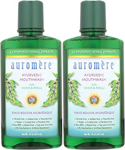 Auromere Ayurvedic Mouthwash - Freshens Breath with Neem, Vegan, Non-GMO - 16 fl oz, 2 Pack