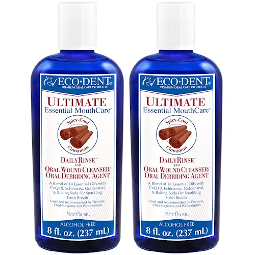 Eco-Dent Mouthwash - Alcohol-Free Oral Care, Baking Soda & Herbal Blend, Cinnamon - 8oz (Pack of 2)