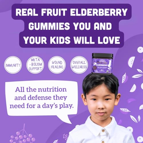 Llama Naturals Elderberry Gummies - Boosts Kids' Immunity, Vegan, No Added Sugar - 60 ct